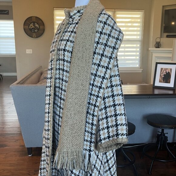 Vtg 60's Cape Reversible Wrap Coat Scarf Jacket Coat One Size S M L XL Check - Picture 5 of 16